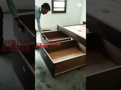 Plywood wooden designer bed, with storage