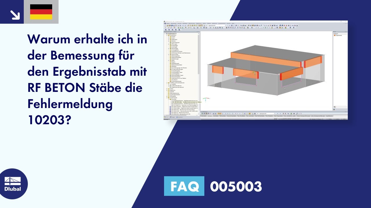 Warum erhalte ich in der Bemessung für den Ergebnisstab mit RF BETON Stäbe die Fehlermeldung 10203?