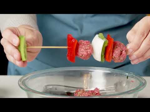 Holiday Mini Beef Meatball Skewers with Cranberry Barbecue Sauce