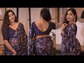 Black Chiffon Saree With Multi Colour Floral Digital Print Back Pose Saree Plus Size Look