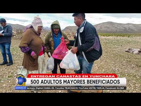 ADULTOS MAYORES RECIBEN CANASTAS ALIMENTARIAS EN YUNCHARÁ