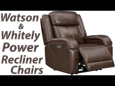 Watson & Whitely Genuine Leather Power Recliner Chair with Power Headrest & Charging Ports