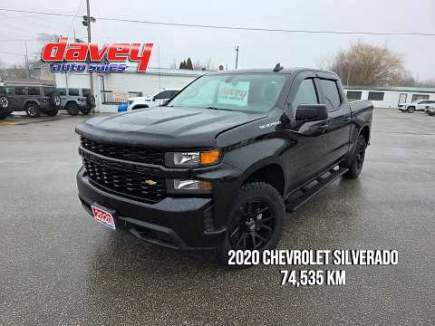 2020 Chevrolet Silverado 1500 Crew Cab Short Box 4-Wheel Drive Custom in Black for sale at Davey Auto Sales Oshawa South in Oshawa, ON