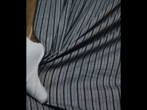Stripe Grey and Black Pure Cotton 60 GSM Handwoven Fabric — video