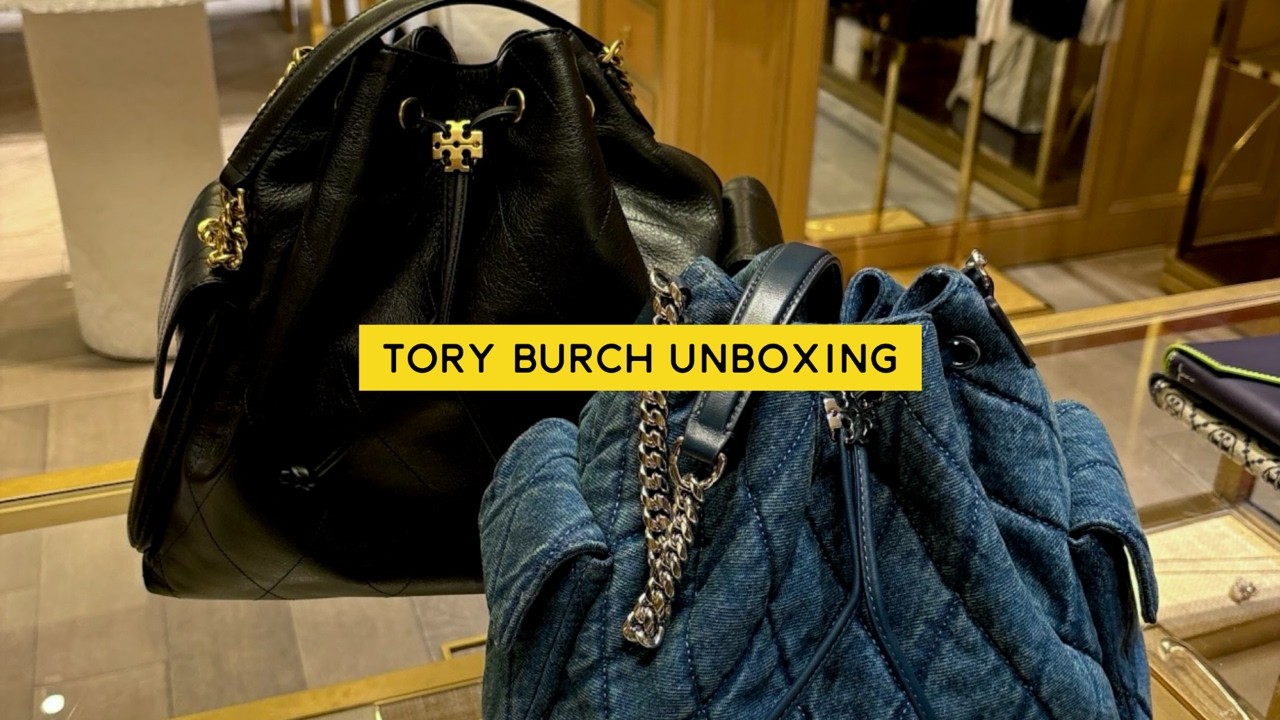 Tory Burch Charlie Quilted Drawstring Bag - Large | Unboxing