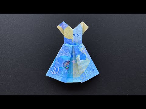 Geldscheine falten: Kleid. Einfaches Geschenk aus Geld falten 👗