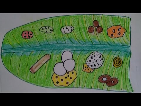 Culinary Canvas: Drawing Vibrant Indian Delights on a Green Banana Leaf