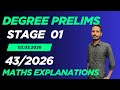 Degree Prelims Stage 01 02 05 2026 43 26 Maths Explanations