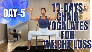 DAY-5 Chair Yogalates | Seated Workout | Abs, Hips & Core | Gentle Flow & Full Body Stretch