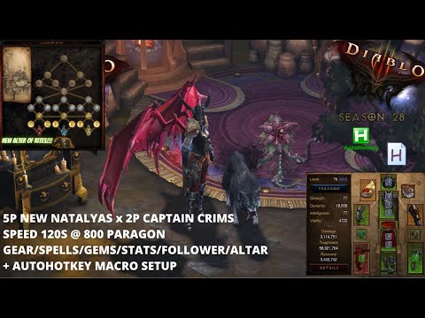 SEASON 28 NEW NATALYA'S SPIKE TRAPS SPEED 120s @ 800 Paragon / AHK MACRO SETUP [DIABLO 3]
