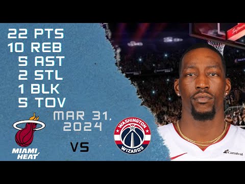 Bam Adebayo player Full Highlights vs WIZARDS NBA Regular season game 31-03-2024