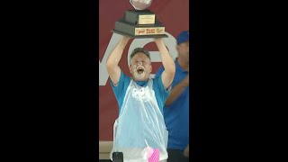 Storm Team 4’s Brendan Johnson competes in cream puff eating contest at State Fair