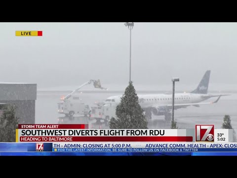 Steady snowfall at RDU International