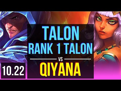 TALON vs QIYANA (MID) | Rank 1 Talon, 13/1/5, Rank 8, Legendary, 600+ games | KR Challenger | v10.22