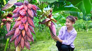 Harvesting Wild Banana Flower Goes to market sell | Cara Harvest