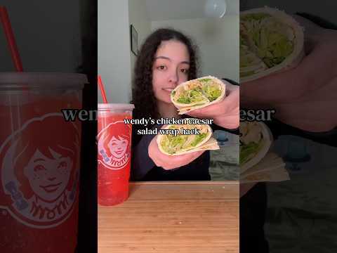 trying wendy’s chicken caesar salad wrap hack 💚