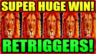 **HUGE WIN!!!** RETRIGGERS!!! King of Africa Slot Machine WMS #casino #kingofafrica
