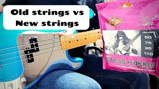 Video thumbnail for Rotosound SH77 Steve Harris Signature Strings - 15 month old vs new by Oliver Tobyn