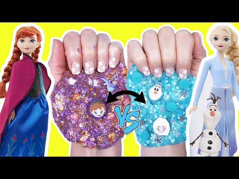 Disney Frozen DIY Slime Making and Mixing Tutorial with Anna, Elsa, Olaf Dolls! Crafts for Kids