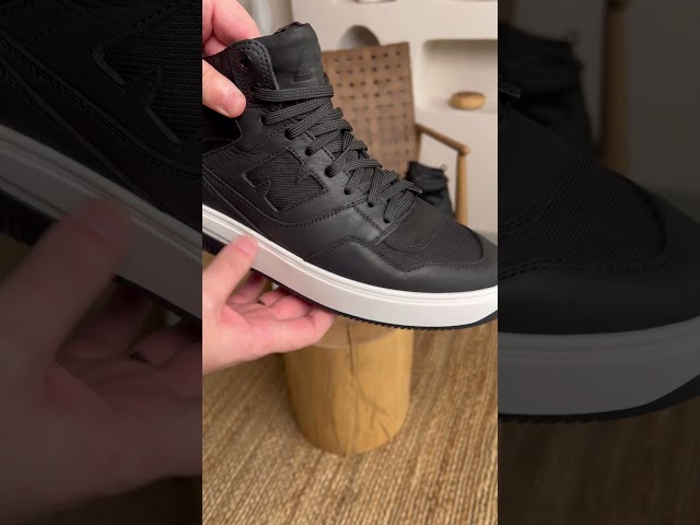 Чоботи жіночі шкіряні байка хутро 592641 Чорний Кеди чоловічі шкіряні хутро 589548 Чорні