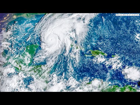 Caribbean, Florida, Cuba, Jamaica, Haiti, Hurricane Ian - Timelapse from space. 4K. 2022 September