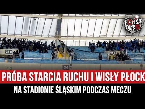 Próba starcia Ruchu i Wisły Płock na Stadionie Śląskim podczas meczu (15.03.2025)