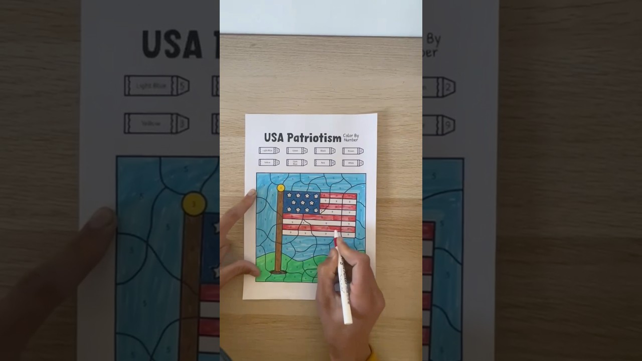 American Flag Coloring Page | USA Flag Printable Color By Number For Kids #usaflag