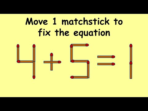 4+5=1 can you correct this equation| Match stick puzzle #148 | Puzzles with Answer
