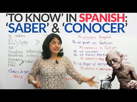 The verb 'to know' in Spanish: 'SABER' and 'CONOCER' Video