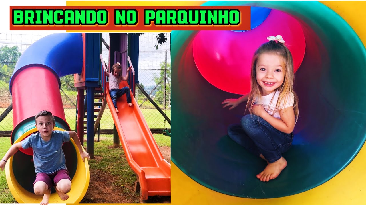 Brincando no parquinho com Matheus e a Isabela