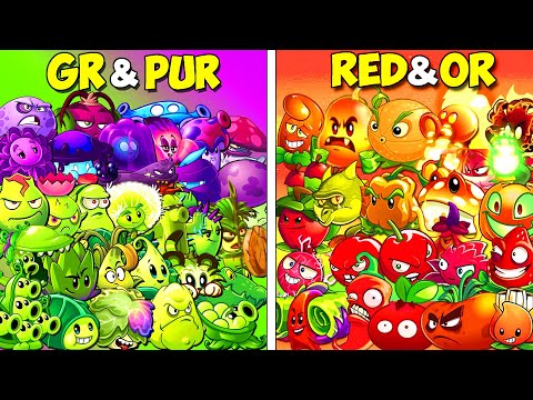 Team GREEN-PURPLE vs RED-ORANGE - Who Will WIn? - PvZ 2 Team Plant vs Team Plant