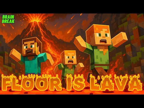 🔥 MINECRAFT Floor Is Lava Dance Challenge! 🕺 Epic Kids Brain Break & Workout Game! Kids Brain Break