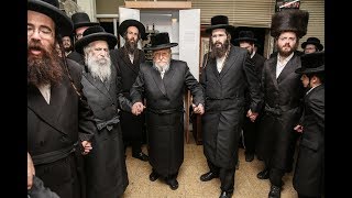 האדמו''ר מביאלא והגרא"מ קעניג רוקדים בהכנסת ספר תורה בצפת ,סיון תשע''ח
