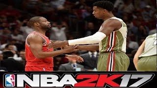 NBA 2k17 Gameplay -Hassan Whiteside vs Dwyane Wade Highlights- (Dwyane Wade Returns to Miami)