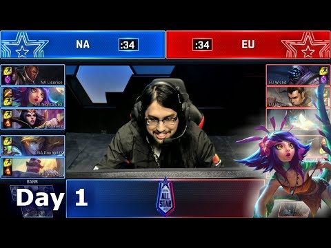 NA vs EU - Pro's and Influencers Show Match | 2018 LoL All Star Event Day 1