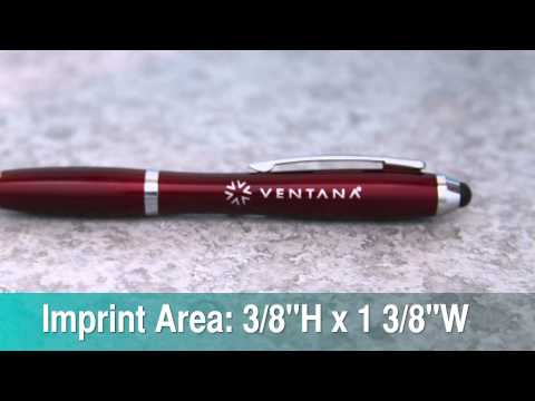 Metallic Curvaceous Ballpoint Pen with Stylus - Full Color