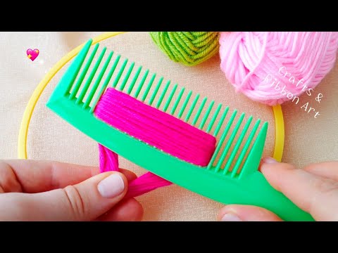 It's so Cute !! Amazing Woolen Flower Craft Ideas with Hair Comb - DIY Beautiful Woolen Flowers