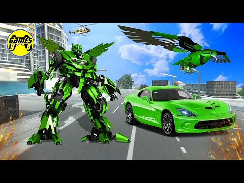 Flying Kite Robot Transform Car Robot Shooting Game - Android Gameplay