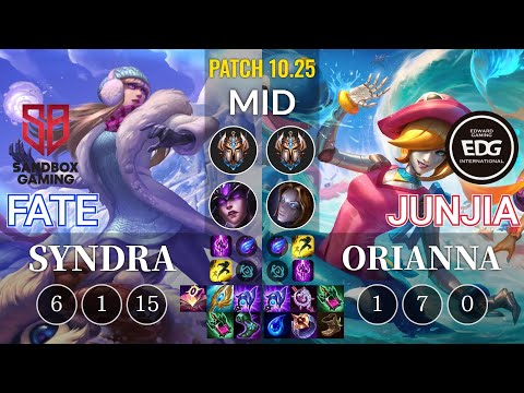 SB FATE Syndra vs EDG JunJia Orianna Mid - KR Patch 10.25