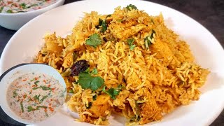 Chicken Pulao Recipe With Raita| Easy Lunch/Dinner Recipe Under 30 Minutes| One Pot Meal