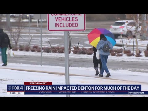 Freezing rain impacted Denton for much of the day