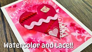 DIY Watercolor Heart Card - Mixed Media Valentine's Tutorial