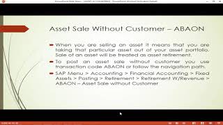ASSET ACCOUNTING: Asset Sale Without Customer [TCode: ABAON]