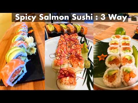 How to Make Spicy Salmon Sushi | Spicy California Roll Without Seaweed (Easy Recipe)