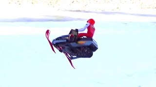RC ADVENTURES - Broken back on a Hill Climb with Electric Snow Mobiles (Radio Controlled)