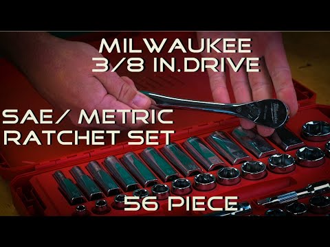 Milwaukee 3/8 in. Drive SAE/Metric Ratchet and Socket Mechanics Tool Set (56-Piece)