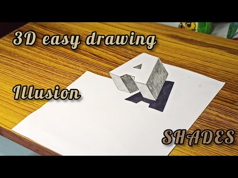 3D floating alphabet "A" - very easy drawing / step by step guide | how to draw 3D letter A. SHADES