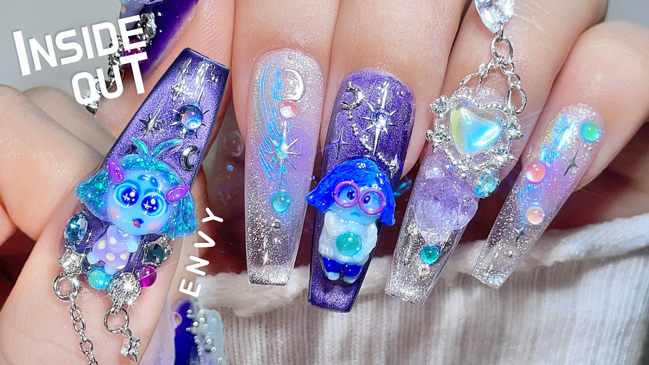 Inside Out 2 Nails 👀💜 Creating ENVY! Nail ASMR | Nail Care | Magnetic Nails | DIY Nail Art