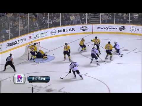 Pekka Rinne makes impressive reaction save 2/4/12