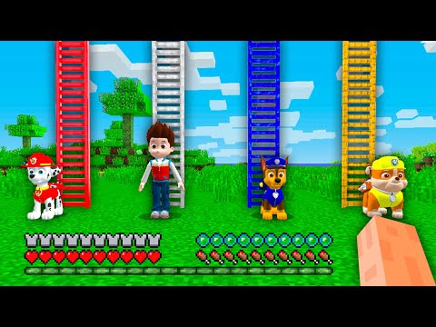 Where do lead NEW PAW PATROL RYDER CHASE MARSHALL RUBBLE LADDERS in Minecraft ?